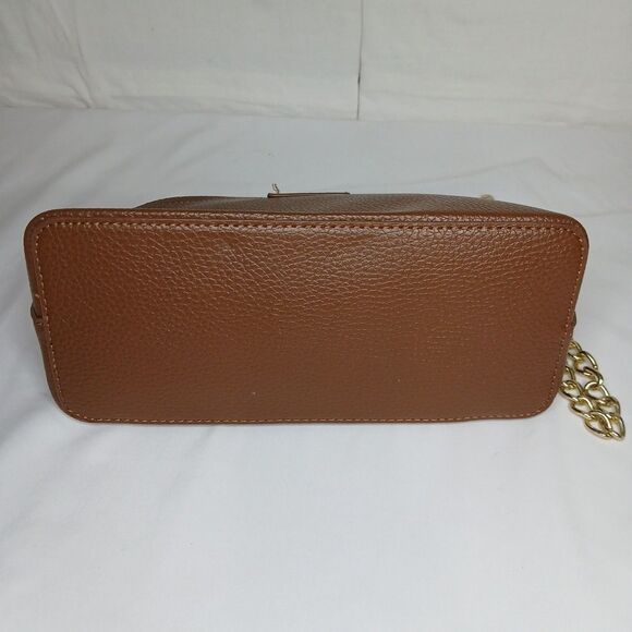 Steve Madden Crossbody Purse Bag Brown Pebbled Leather Chain Strap Quiet Luxury - Picture 3 of 9